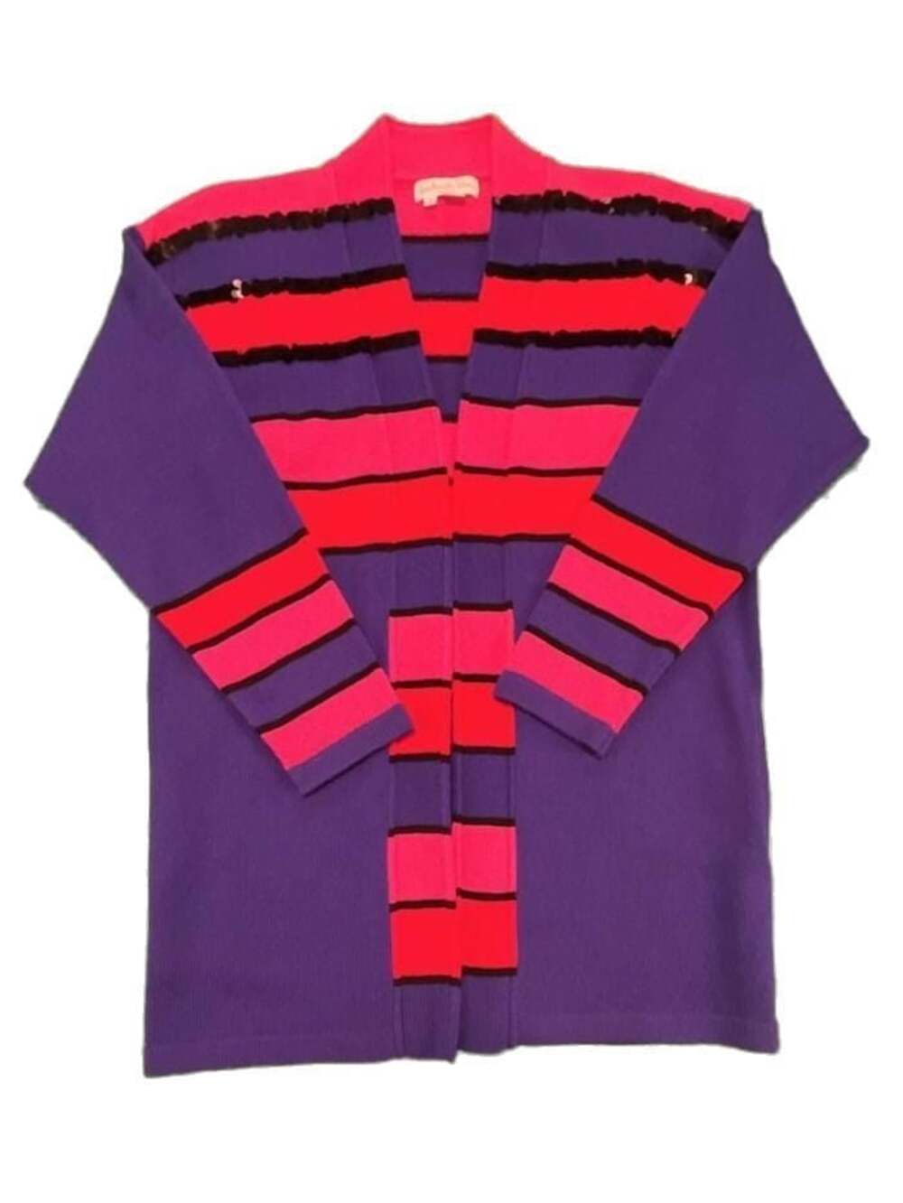 Vintage Antonella Preve New York Colorblock Sequin Striped Cardigan